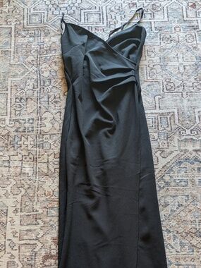 black formal wrap dress